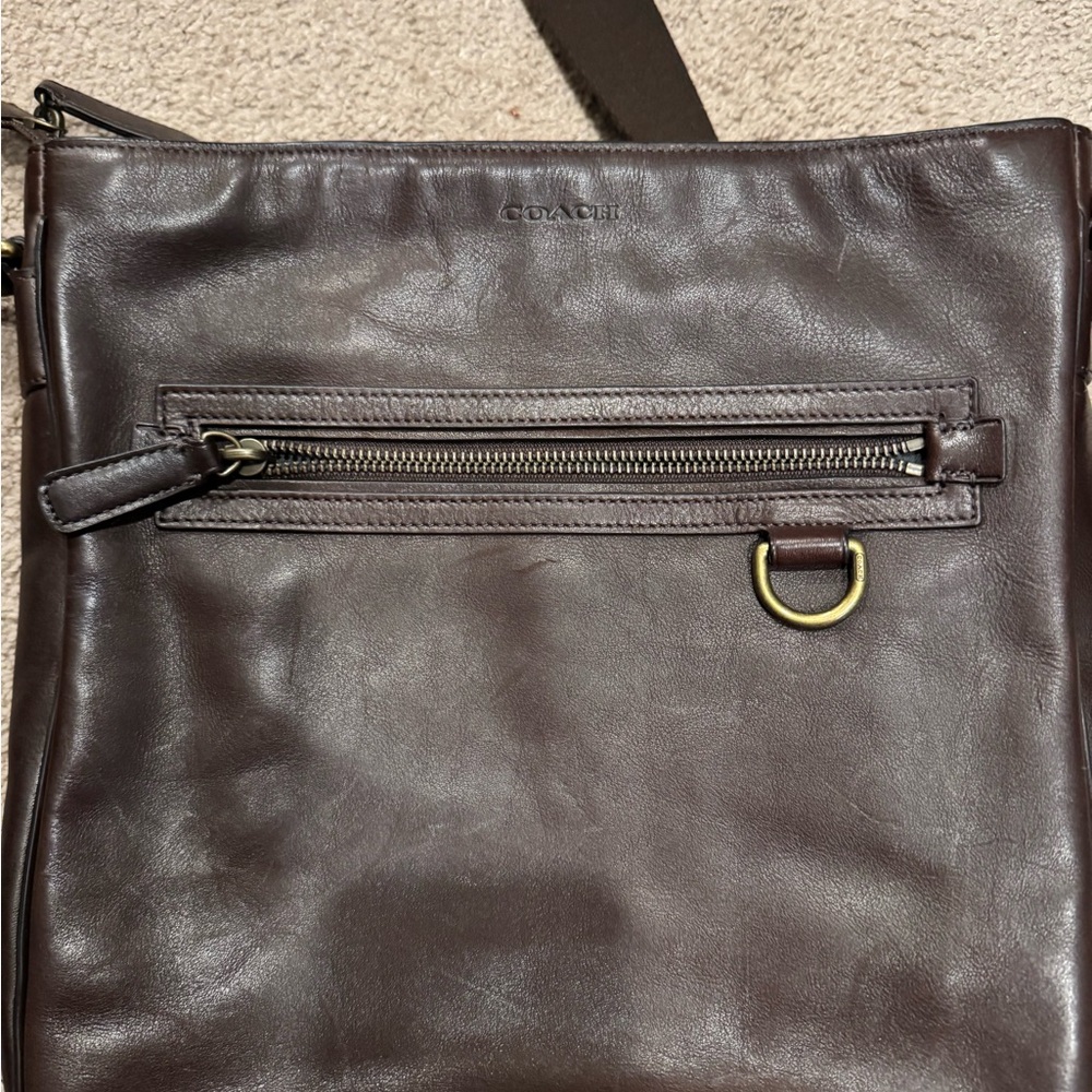 Coach Dark Brown Leather Messenger Bag